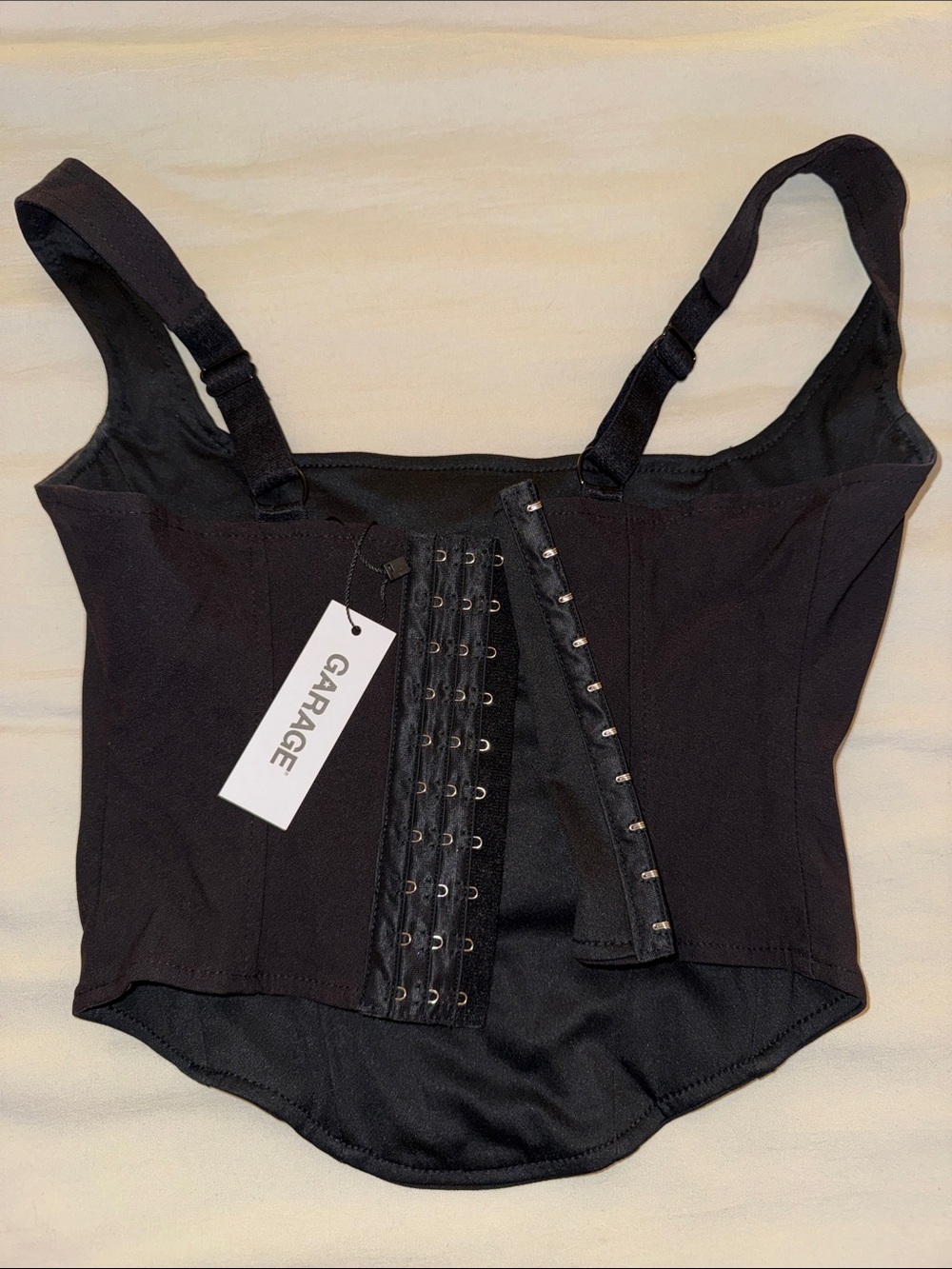 Garage Black Hook-and-Eye Corset Style Tank